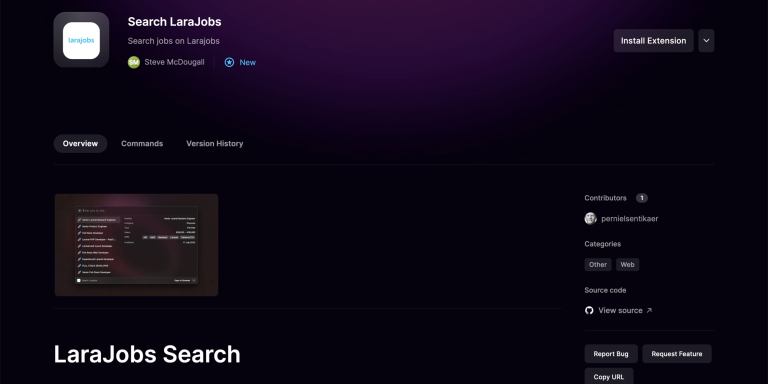 Read more about the article Search for Jobs on LaraJobs from Raycast